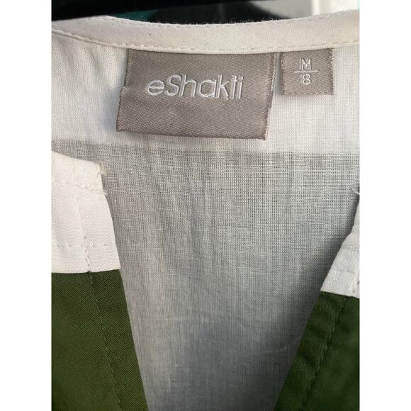 EUC eShakti Green Navy Chevron Stripe Full Skirt Sleeveless Summer Maxi  Medium - Picture 6 of 12